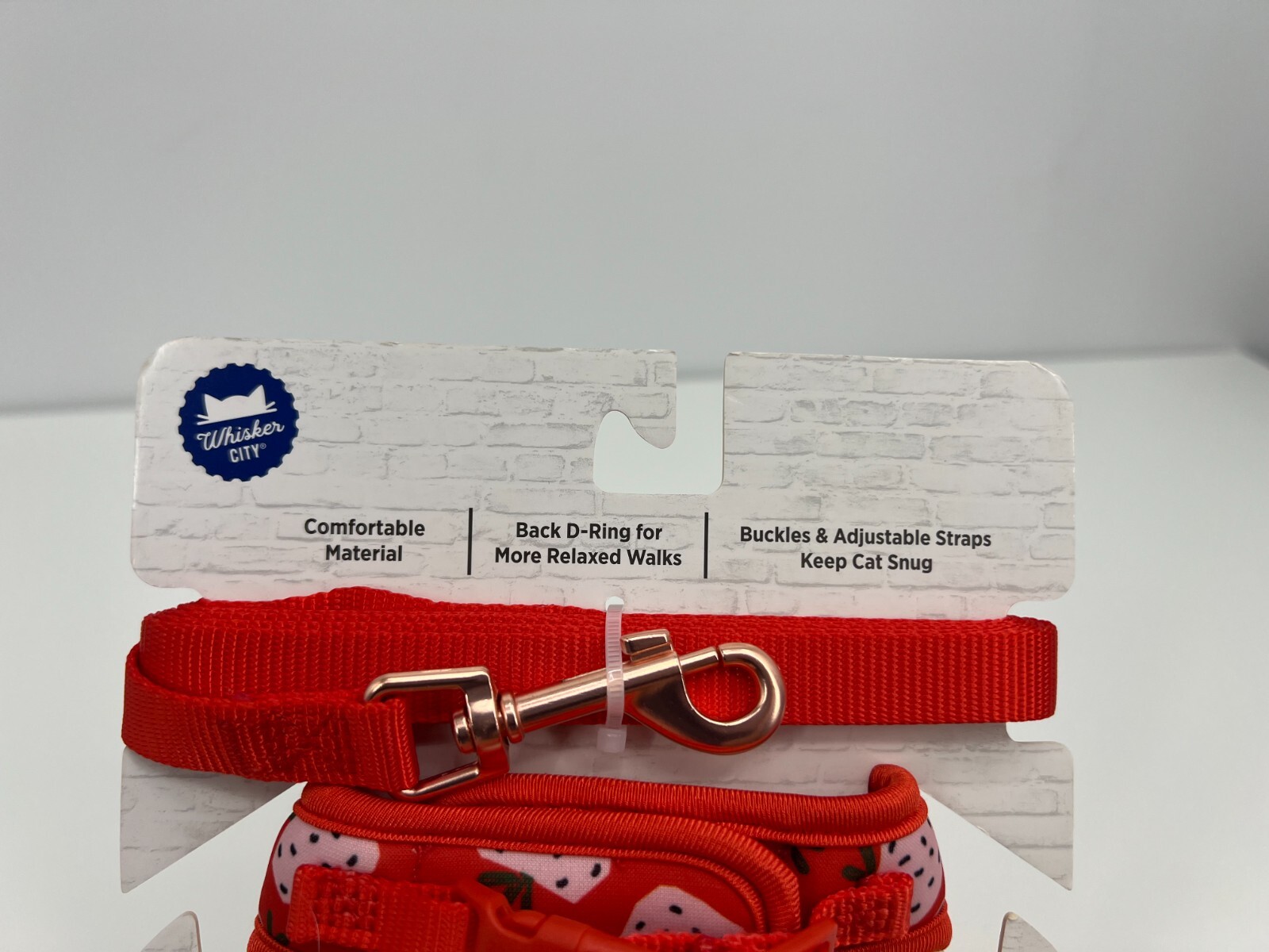 Whisker City Cat Vest Harness & Leash Set for Kittens Strawberry Theme