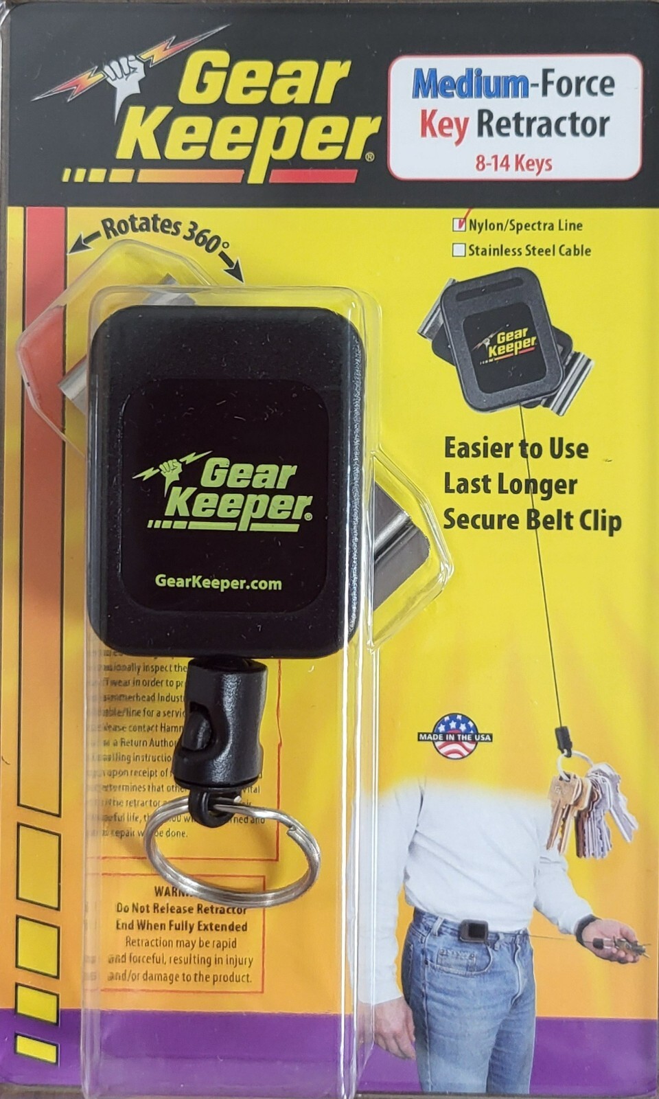 Gearkeeper Medium Force Key Retractor 8-14 Keys RT4-5851
