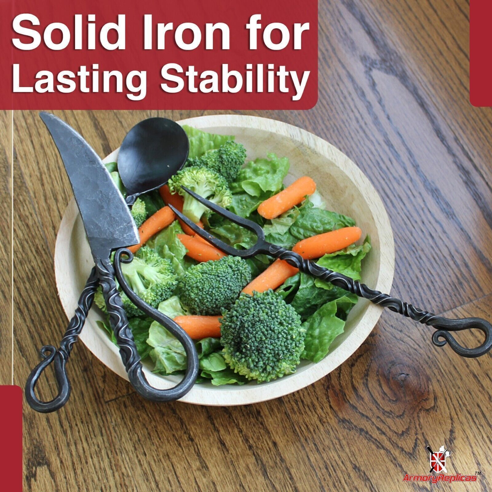 HAND FORGED FUNCTIONAL IRON MEDIEVAL INSPIRED CAMPING PARTY 3 PIECE UTENSIL SET