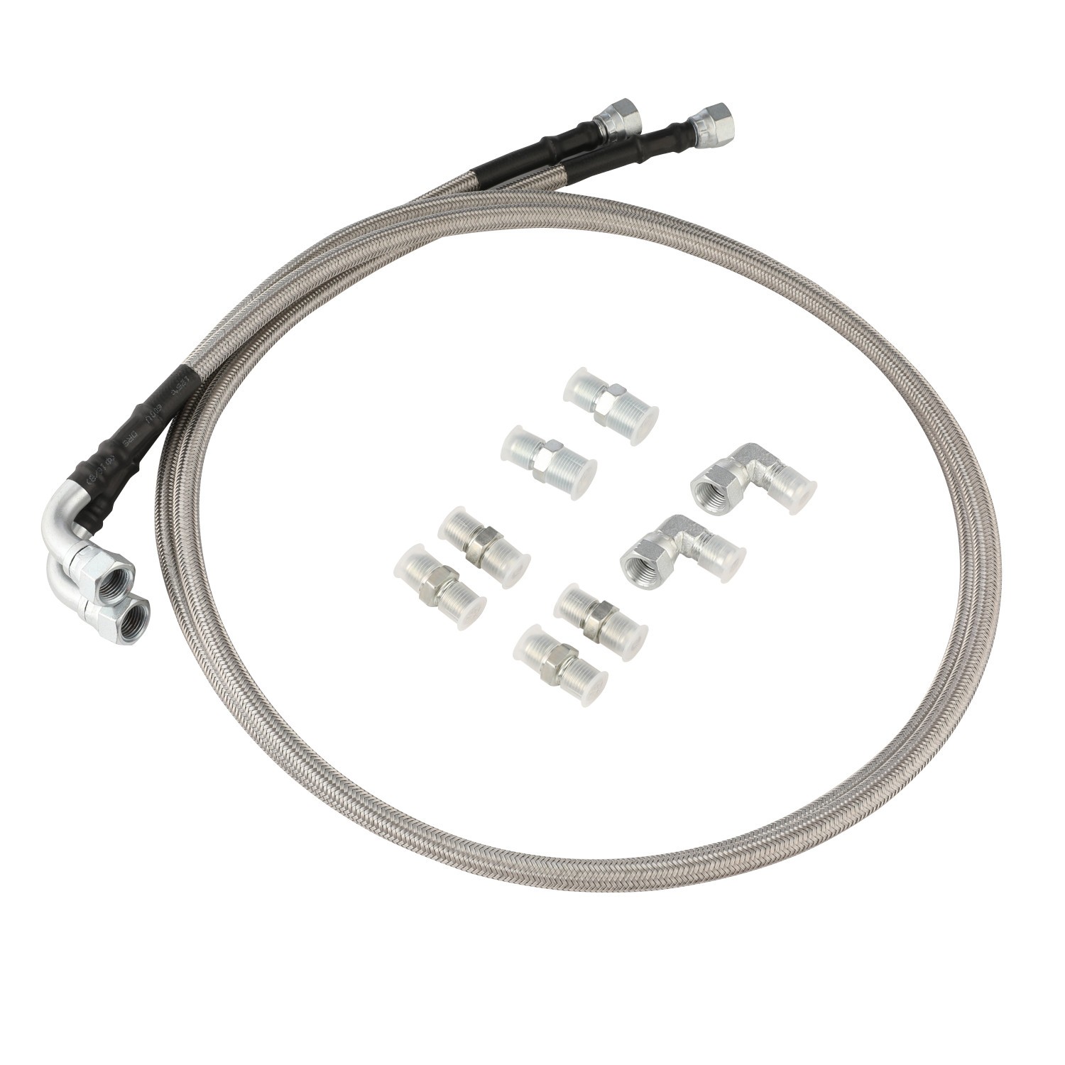 SS Braided Transmission Cooler Hose lines Fittings TH350 700R4 TH400 52" Length