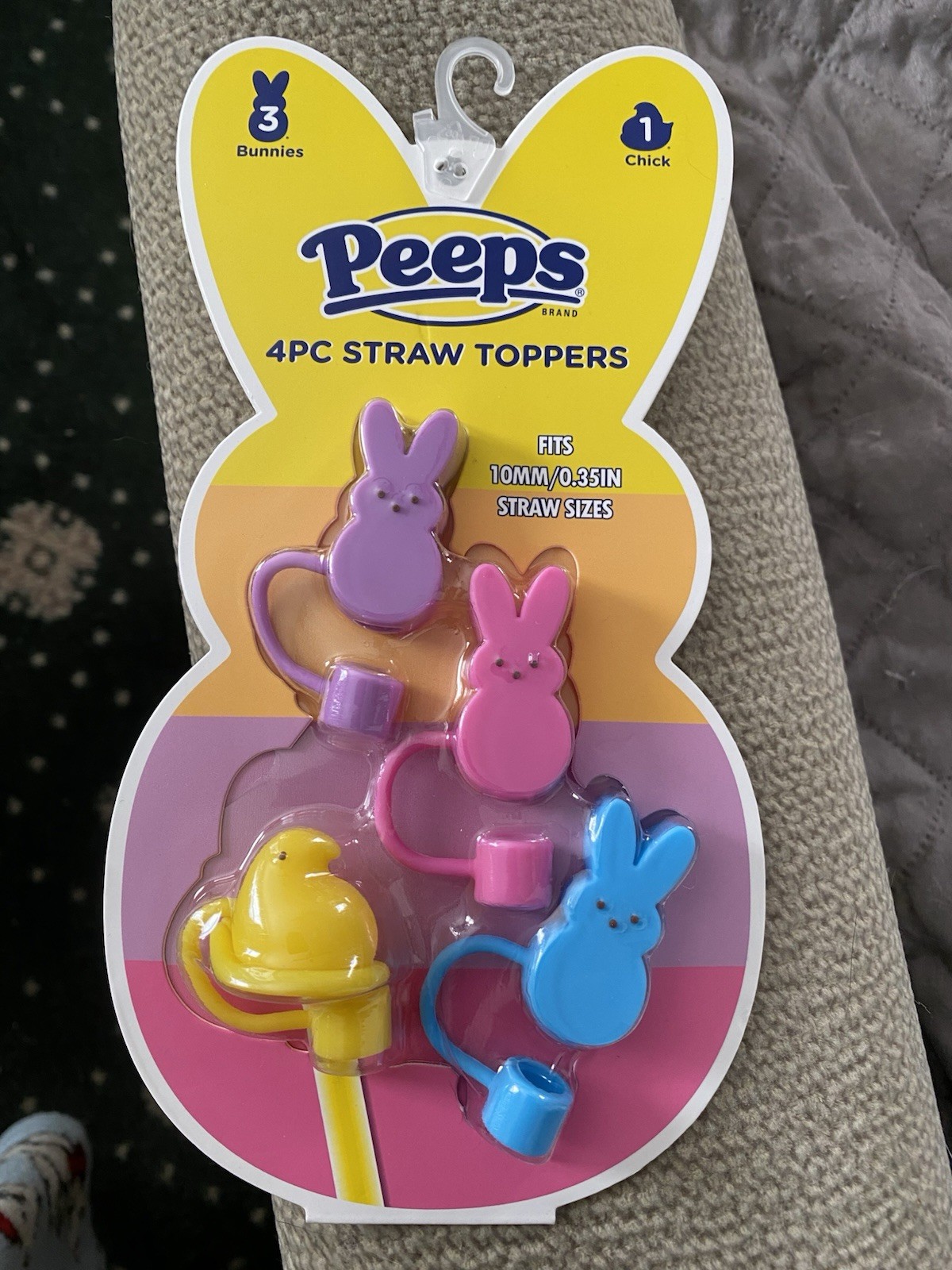 Peeps Easter Straw Toppers Set of 4  Fits 10mm Straws New