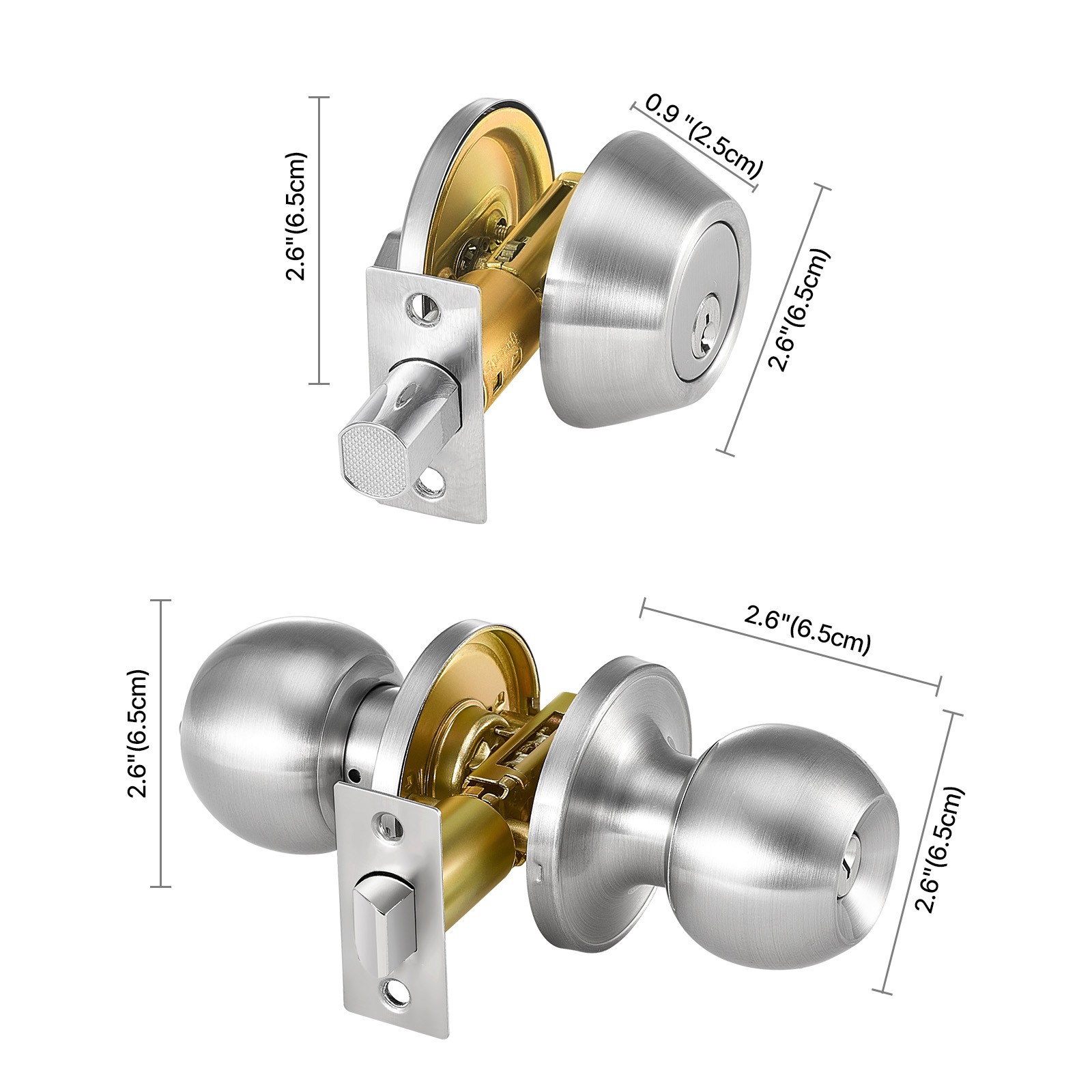 Uimoso Entry Door Knob and Deadbolt Set Satin Nickel Single Cylinder Deadbolt