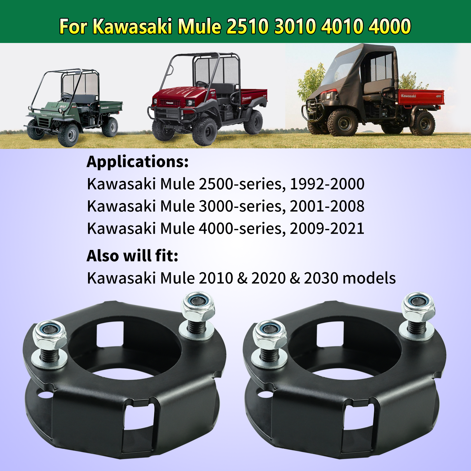 2" Front Lift / Leveling Spacer Kit For Kawasaki Mule 2510 4010 4000 Series