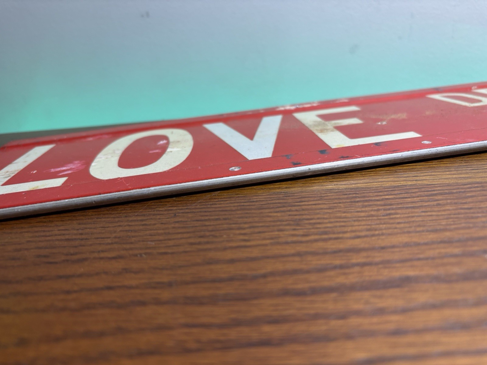 Vintage LOVE DR Retired Red City Town Drive Street Sign Authentic