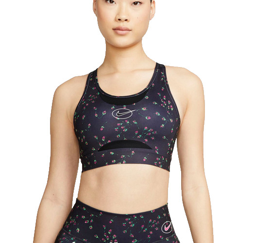 NEW! NIKE Women [XXL] Swoosh Icon Yoga DRI-FIT Sports Bra-Black/Print DM0639-010