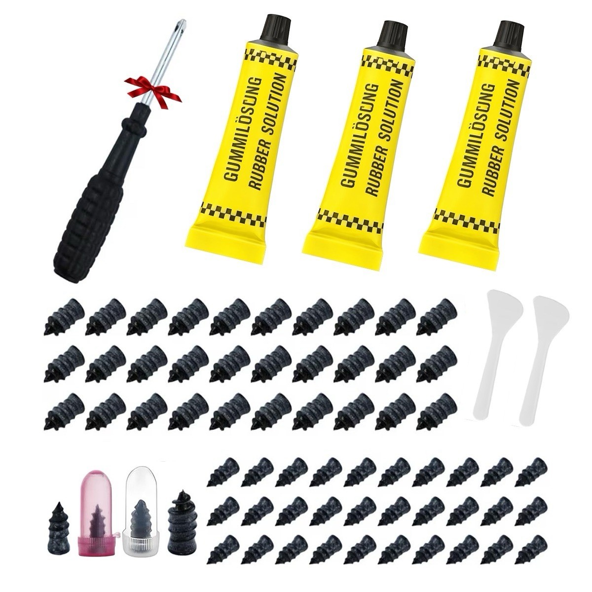 Rubber Tire nail Repair kit Screw in Tires Plugs Car SUV truck Van 56 PCS