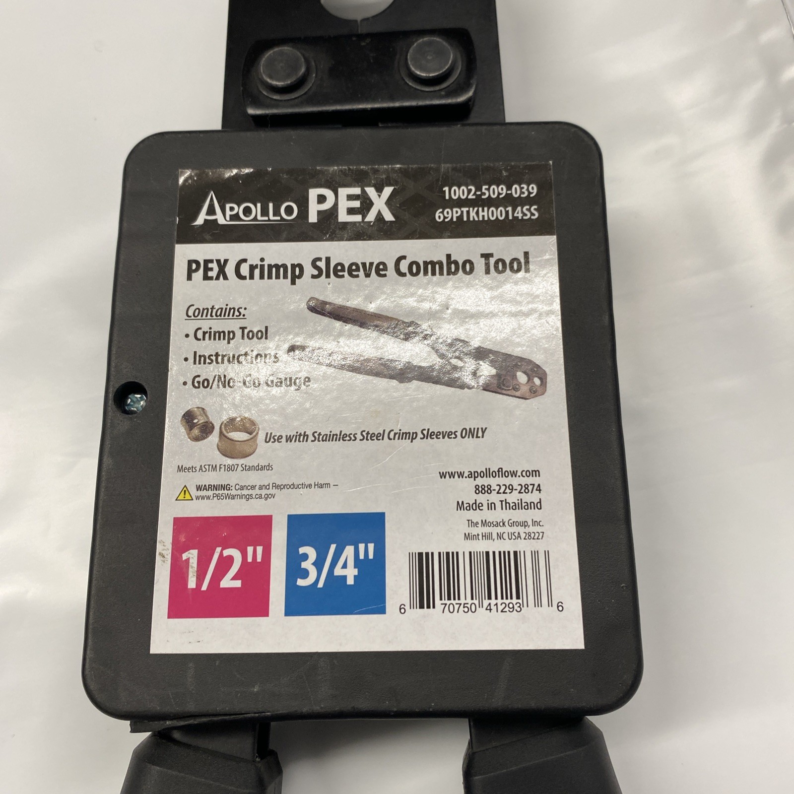 NEW Apollo PEX Crimp Sleeve Combo Tool 1/2” 3/4” PN 69PTKH0014SS
