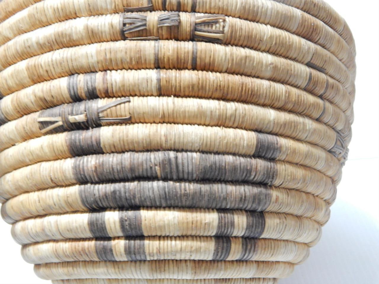 ANTIQUE VINTAGE HOPI PUEBLO DEER PICTORIAL INDIAN COILED BASKET POLYCHROME