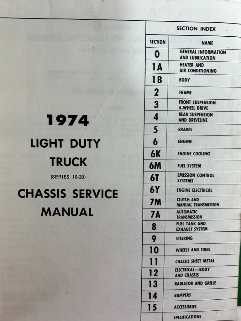 1974 Chevrolet Light Medium & Heavy Duty Trucks Wiring Diagrams & Service Manual