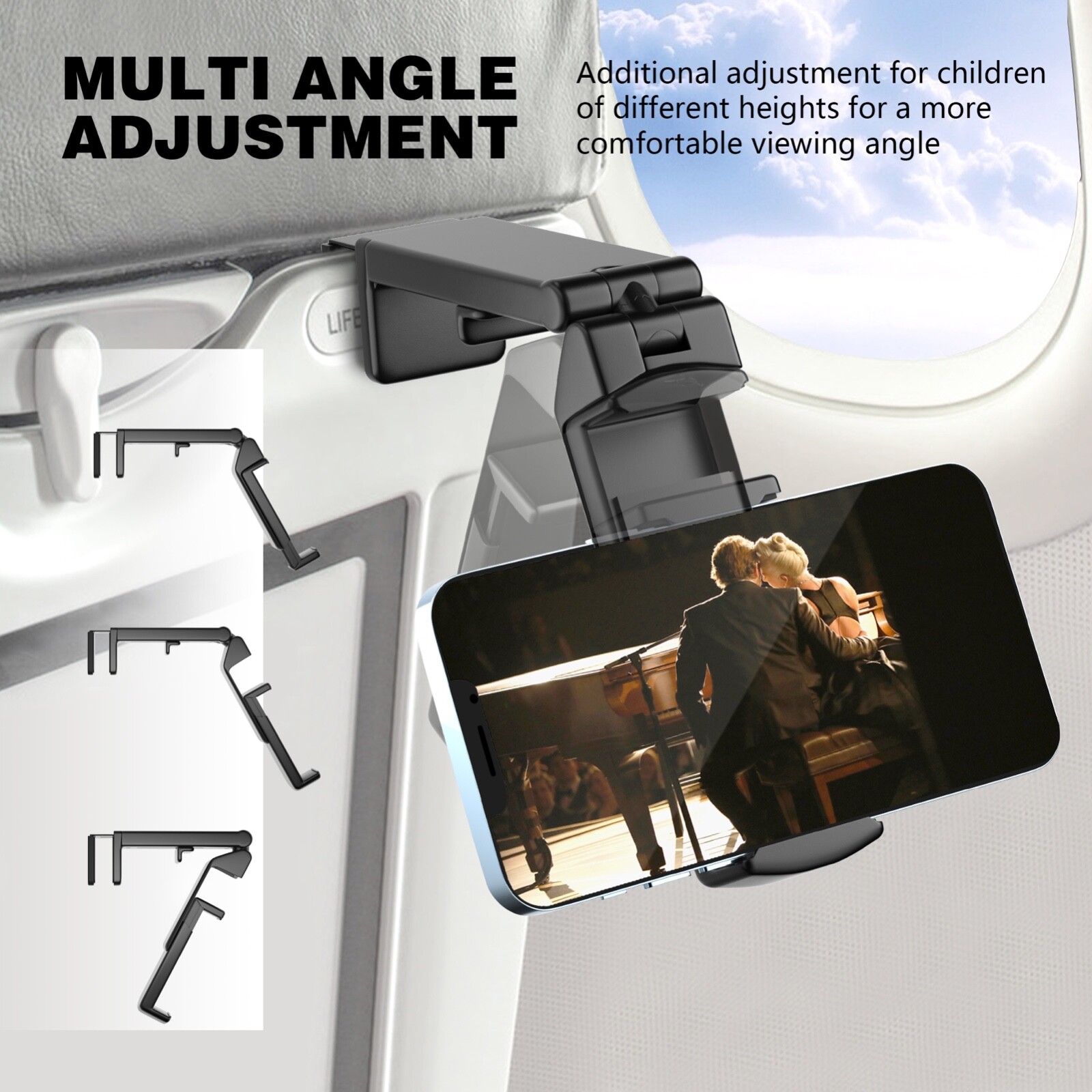 Universal Travel Phone Holder For Airplane, Luggage Handle, Desktop, Selfie.