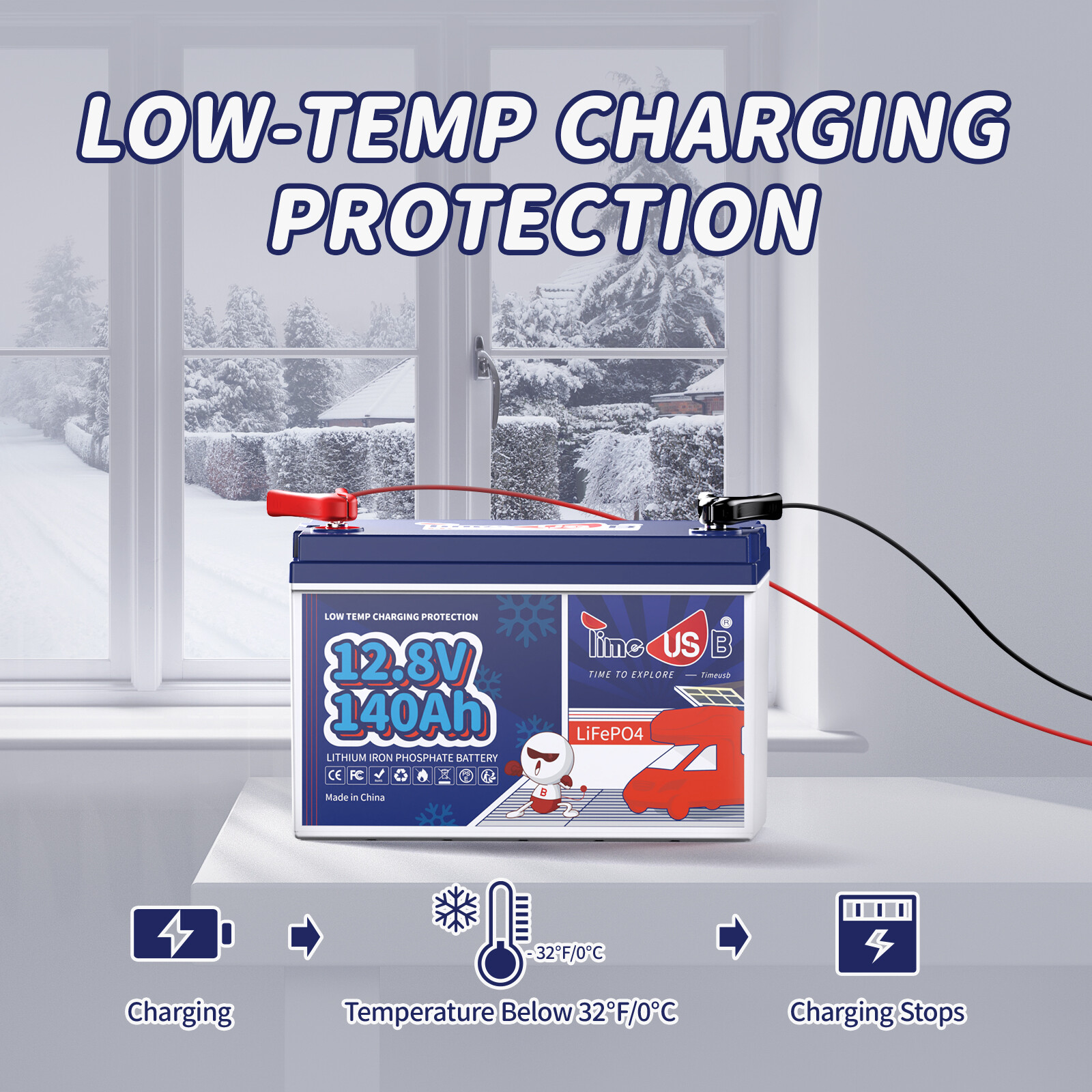 Used 12V 140Ah LiFePO4 Lithium Battery with Low Temp Cut Off 100A BMS