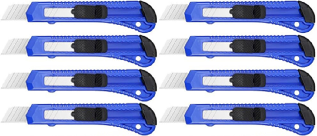 8 Safety Box Cutter Utility Knife Tool Retractable Snap Off Razor Blade BLUE