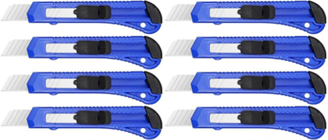 8 Safety Box Cutter Utility Knife Tool Retractable Snap Off Razor Blade BLUE