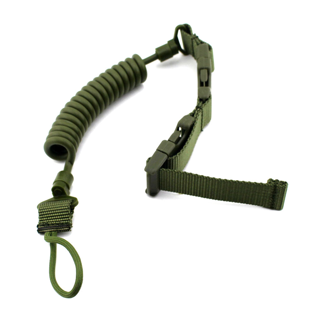 Tactical Pistol Lanyard Retention Coil Quick Release Security Single Gun Sling