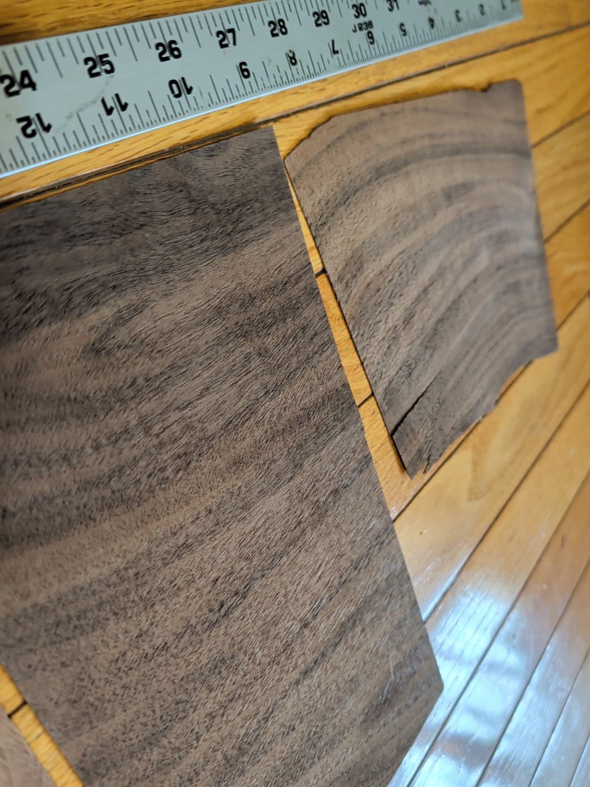 Walnut veneer 6" & 5" wide x 10" each and 1/42" 5 pieces wood raw