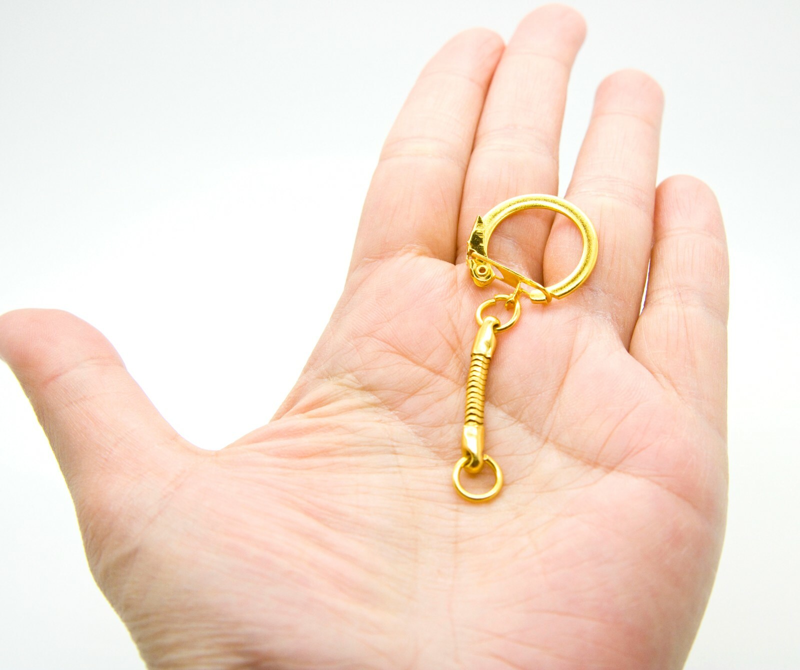 Lot of 25 KEY CHAINS ~ GOLD SNAKE CHAIN w/ SNAP END + JUMP RING ~ Craft Findings