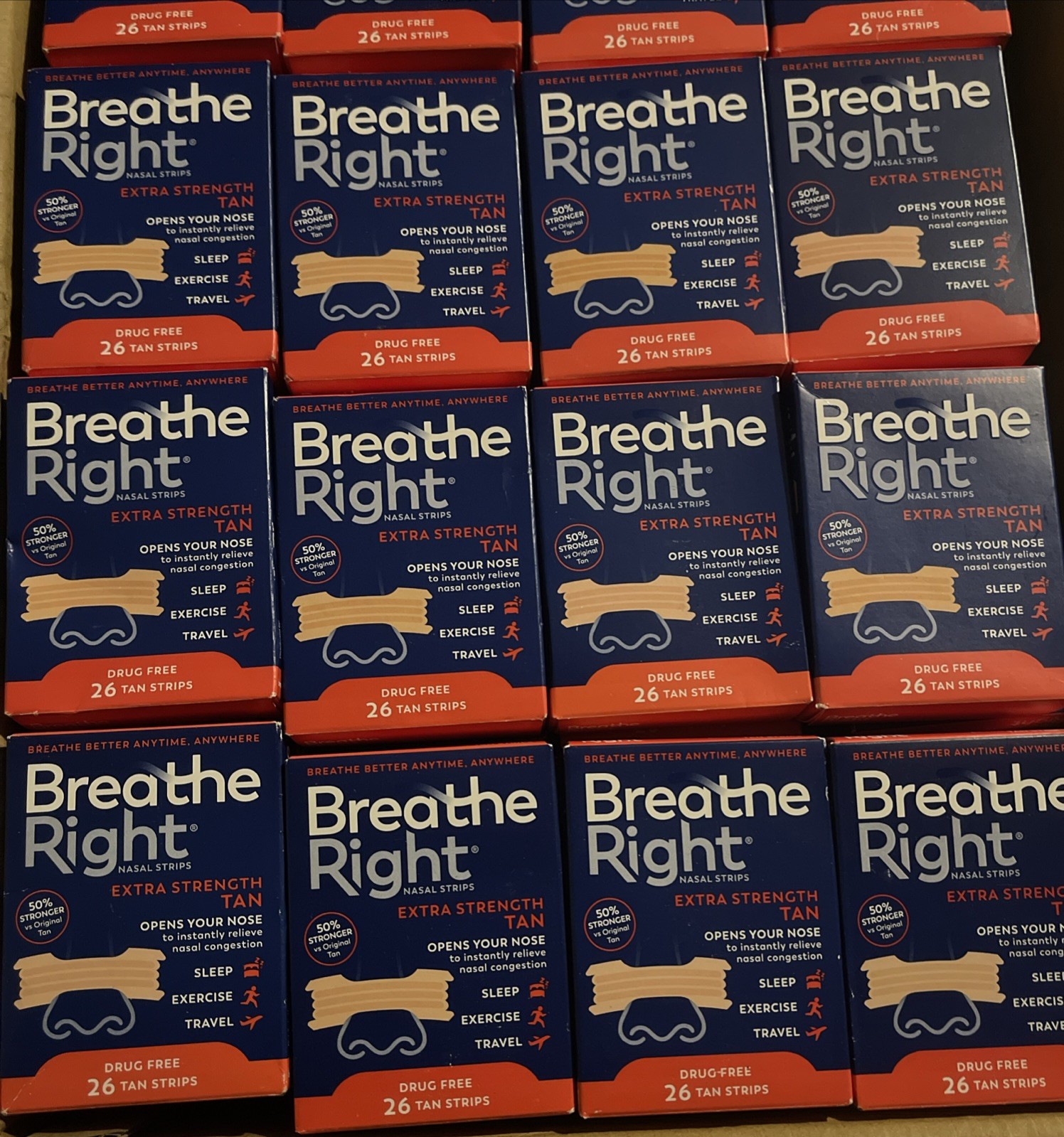 260 BREATHE RIGHT NASAL STRIPS EXTRA STRENGTH TAN 10X26=260 CT Boxes EXP 2029