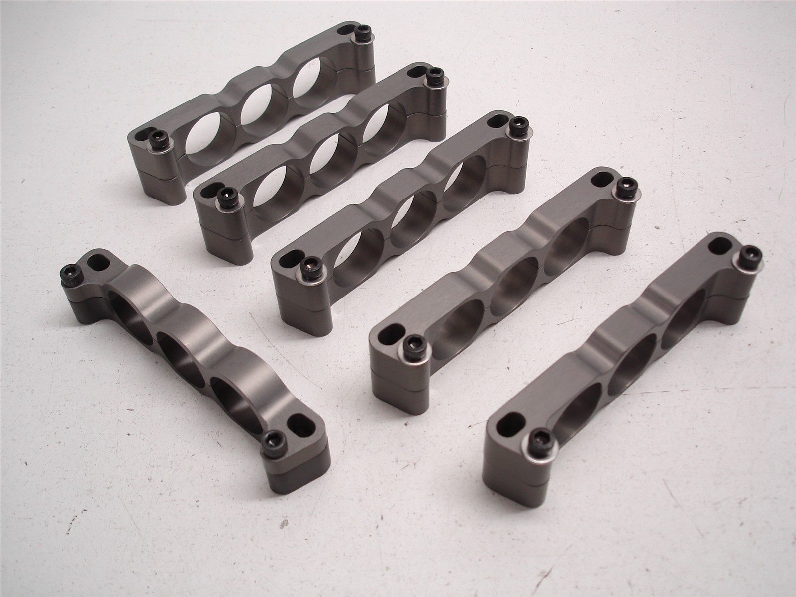6 NASCAR BILLET ALUMINUM TRIPLE 1" BRAIDED LINE / HARD OIL LINE BRACKETS MOUNTS