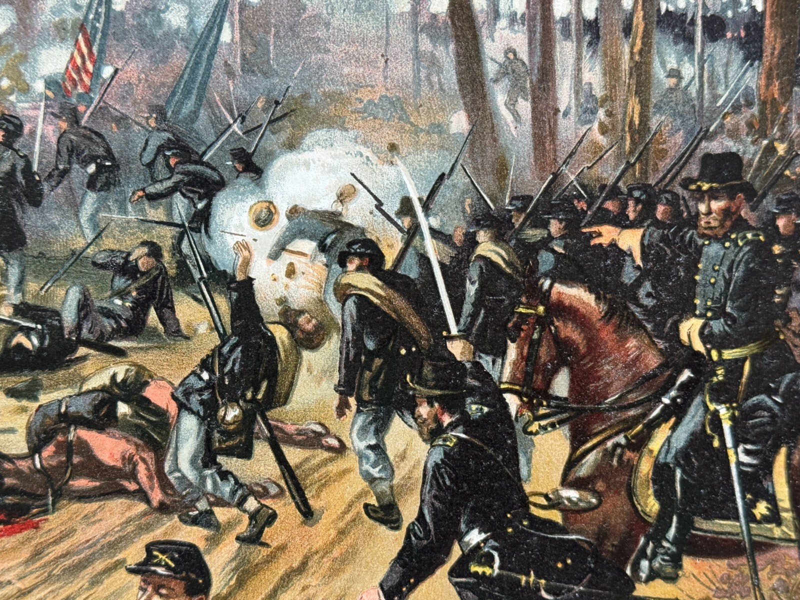 BATTLE OF SHILOH PITTSBURG ORIGINAL CIVIL WAR LITHOGRAPH L. PRANG 1888 BOSTON