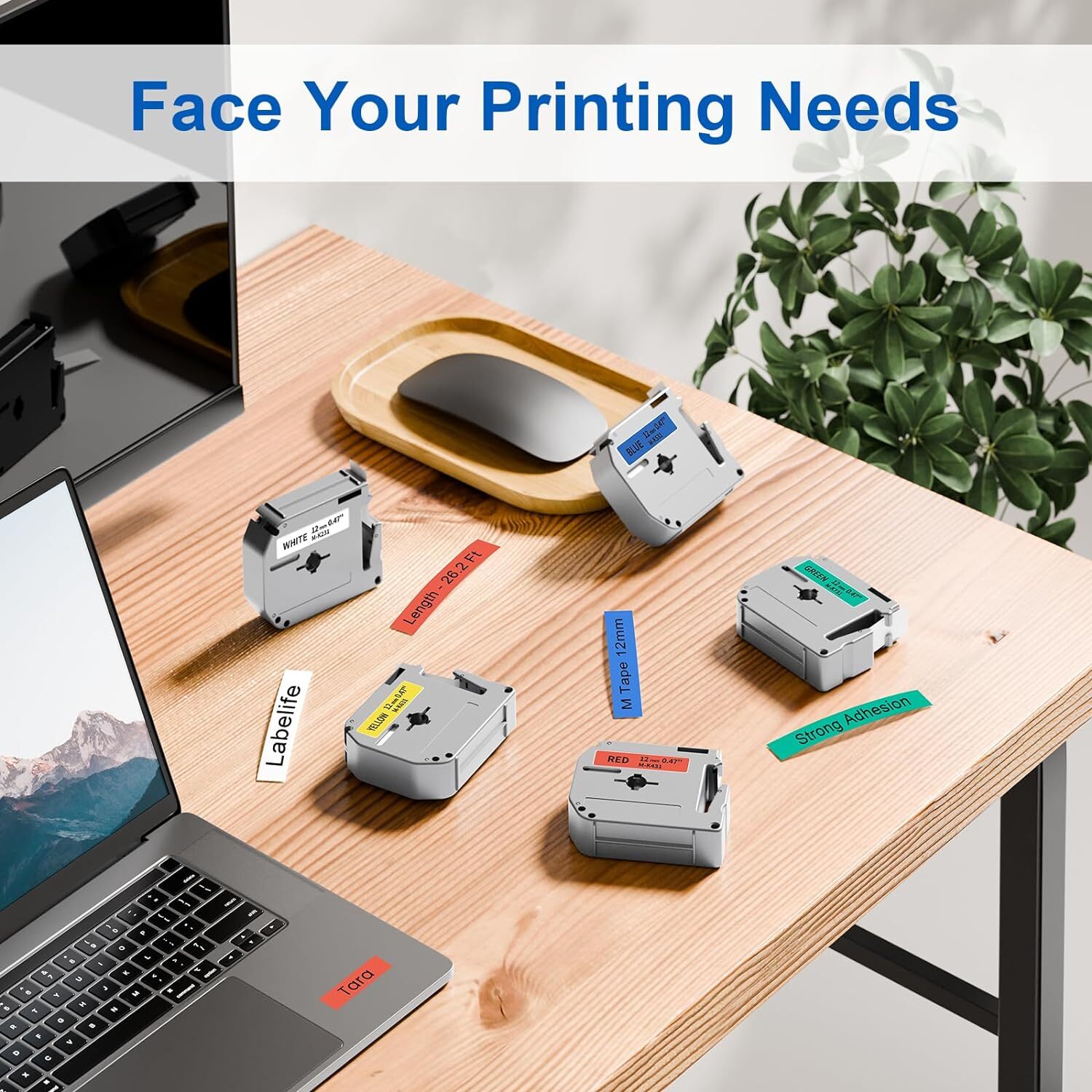 4PK Label Tape M-K231 MK231 M231 Black on White 12MM 1/2" for Brother PT-65