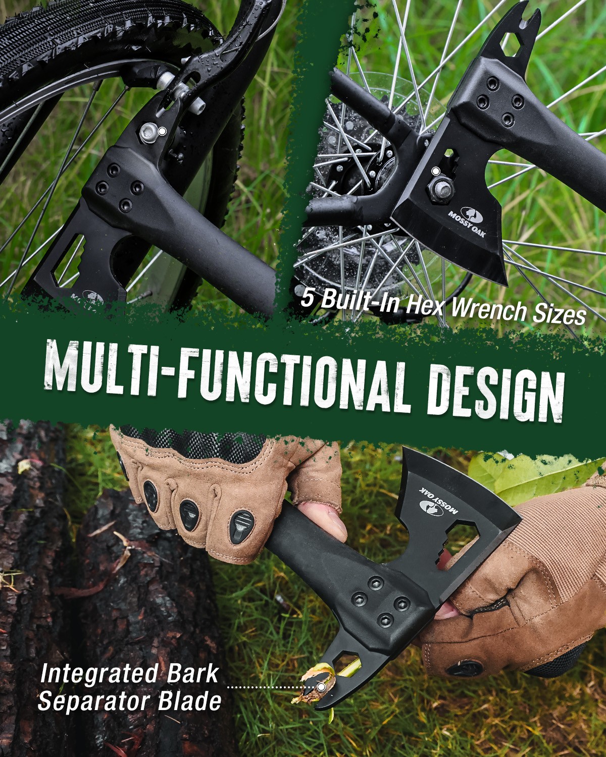 MOSSY OAK 12" Camping Axe and Survival Hatchet Small Camping Gear for Hiking New