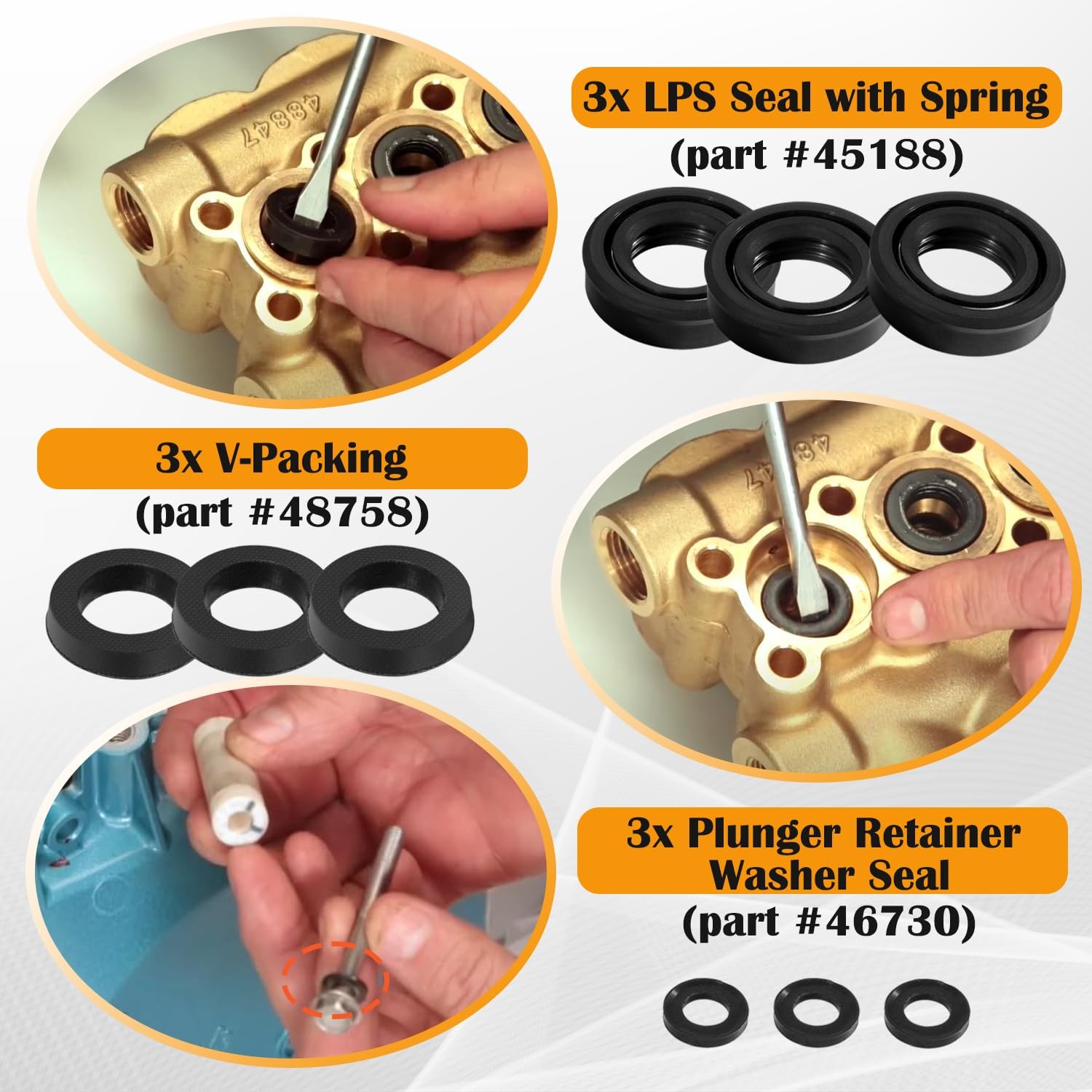 34262 Seal Kit for Cat Pump 66DX 6DX Pressure Washer Pump 66DX40G1I, 6DX35G1I