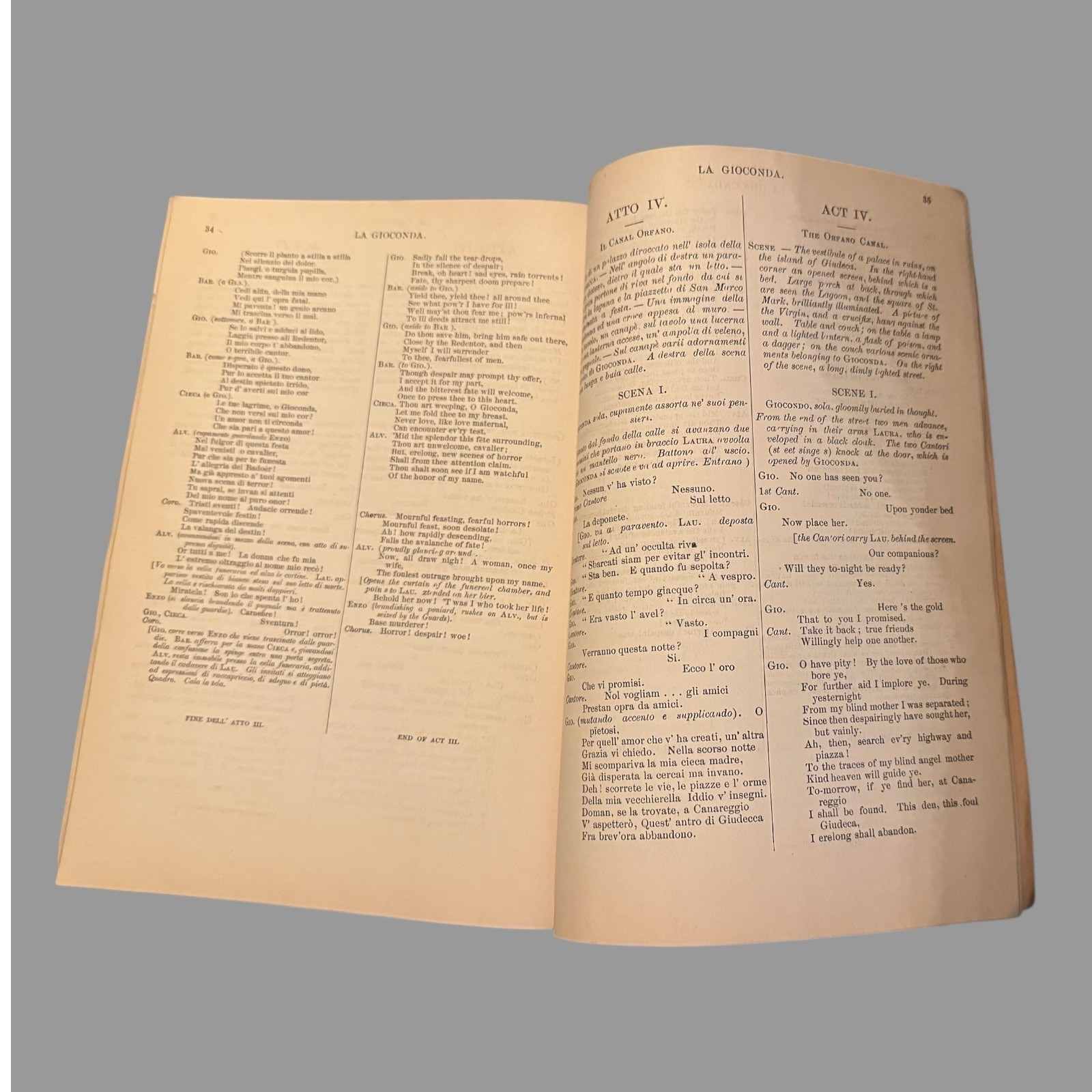 1884 Boston Opera Advertising Playbill Program La Gioconda by Gorrio, Ponchielli