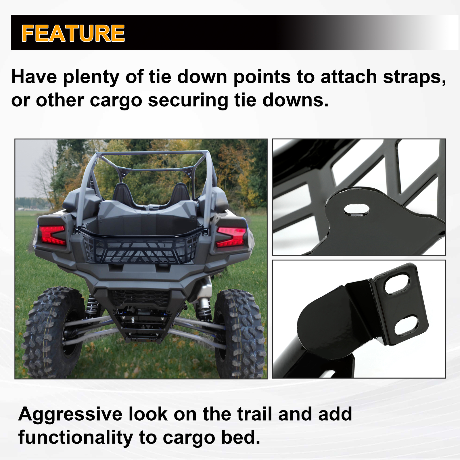 Tailgate Bed Enclosure For 2020-2023 Kawasaki Teryx KRX 1000 Rear Cargo Guard