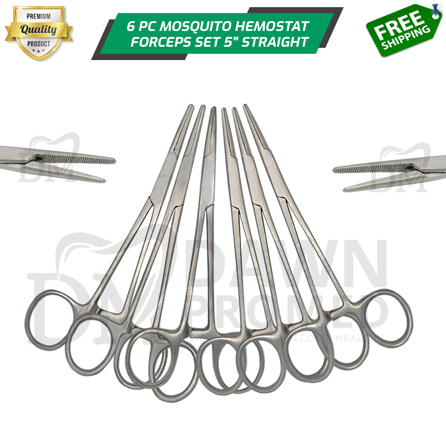 6 Pc Mosquito Hemostat Forceps 5" Straight Set Surgical Fishing Plier German Gr