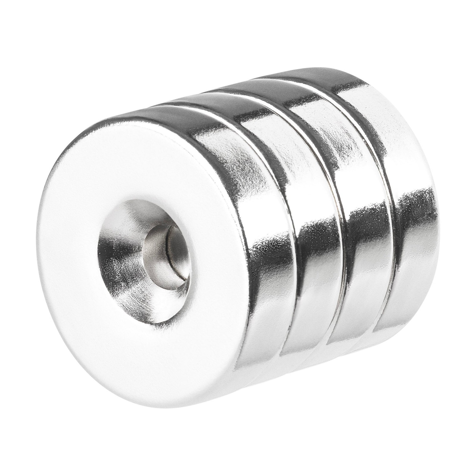 1 x 1/4 Inch Neodymium Rare Earth Countersunk Ring Magnets N52 (4 Pack)