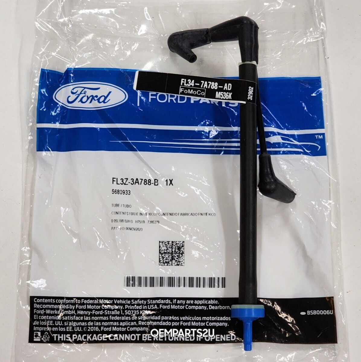 New 2015-2020 Ford F150 4X4 Auto Hub Lock Vacuum Line Tube Check Valve 4wd, OEM