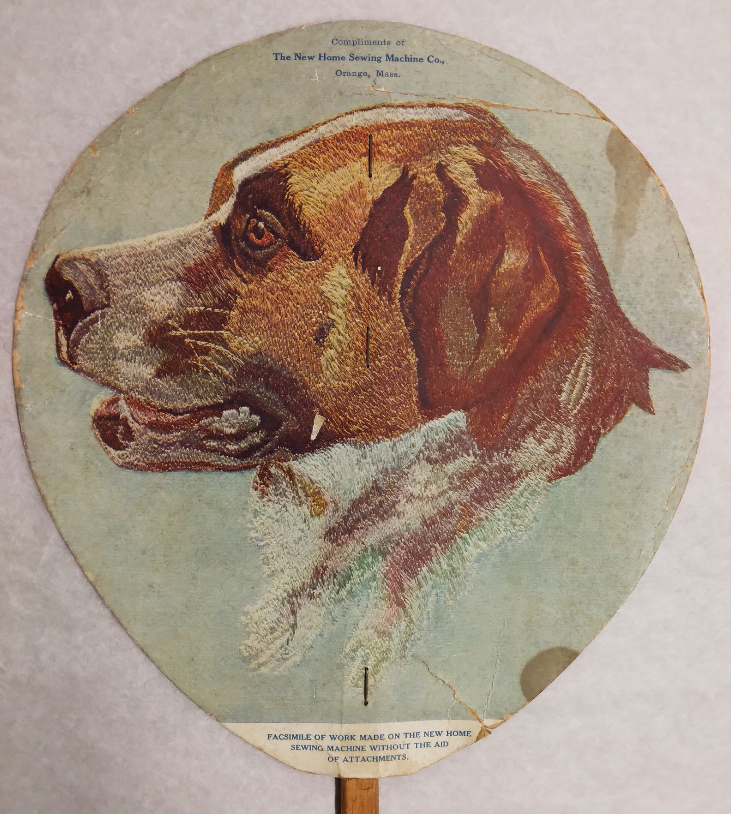 c1920 The New Home Sewing Machine Co. advertising hand fan