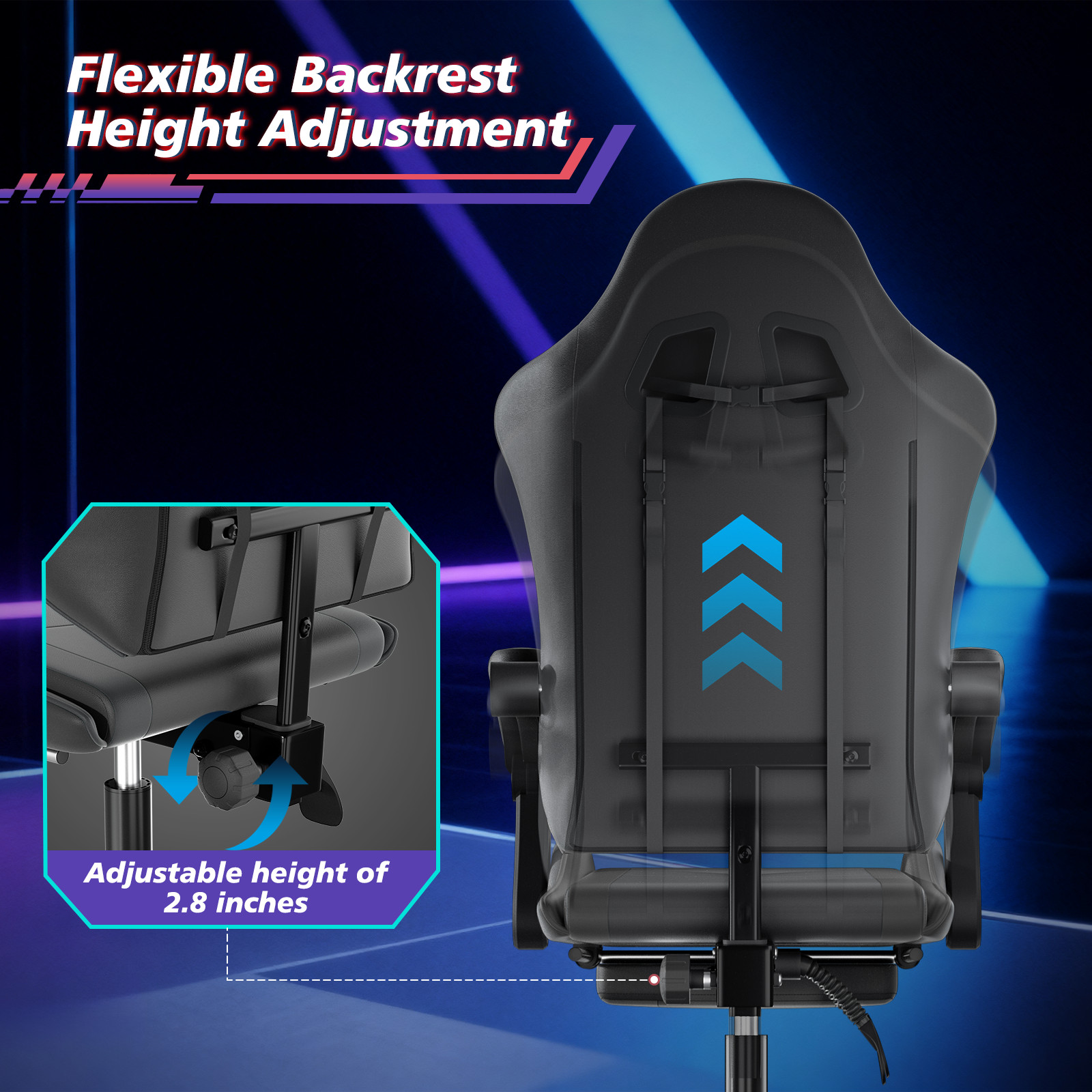 Ergonomic Coumputer Gaming Chair Office Swivel Recliner Seat w/ Footrest Black