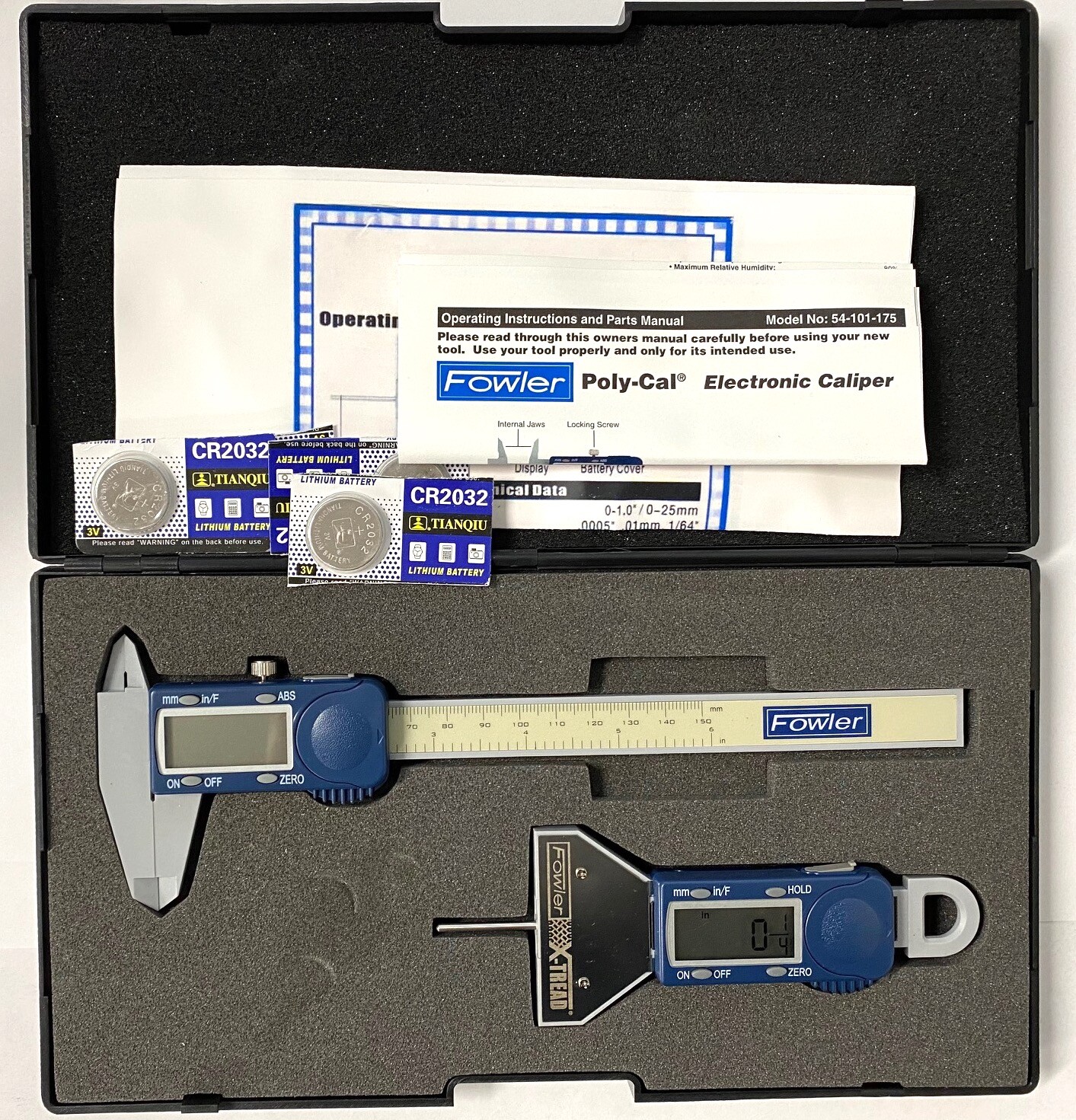 Fowler 74-004-500-0 X-Tread Tire Tread Gage And Poly-Cal Electronic Caliper Kit
