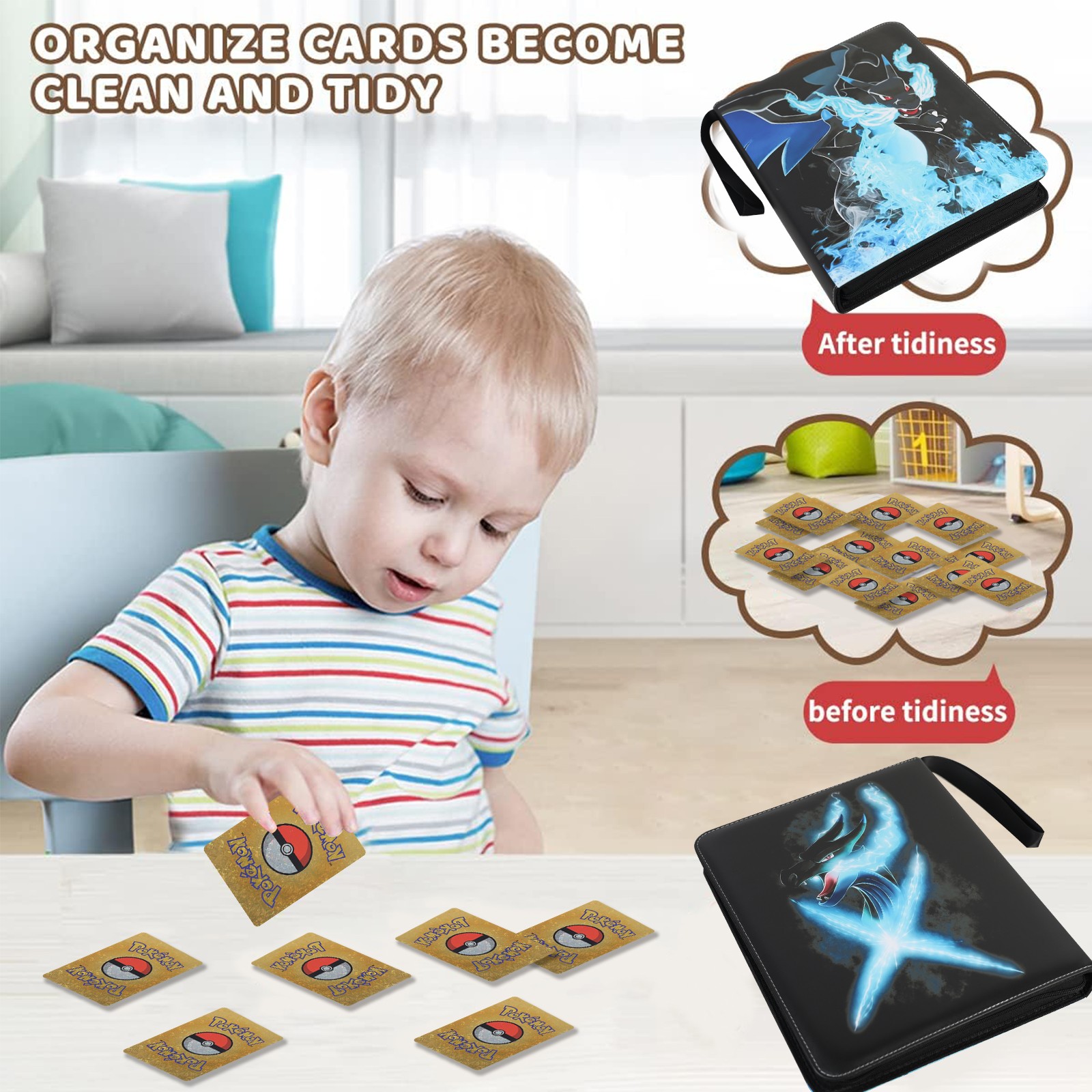 900 Card Pocket Binder 9 Pockets Trading Cards Album Folder - Super Charizard X