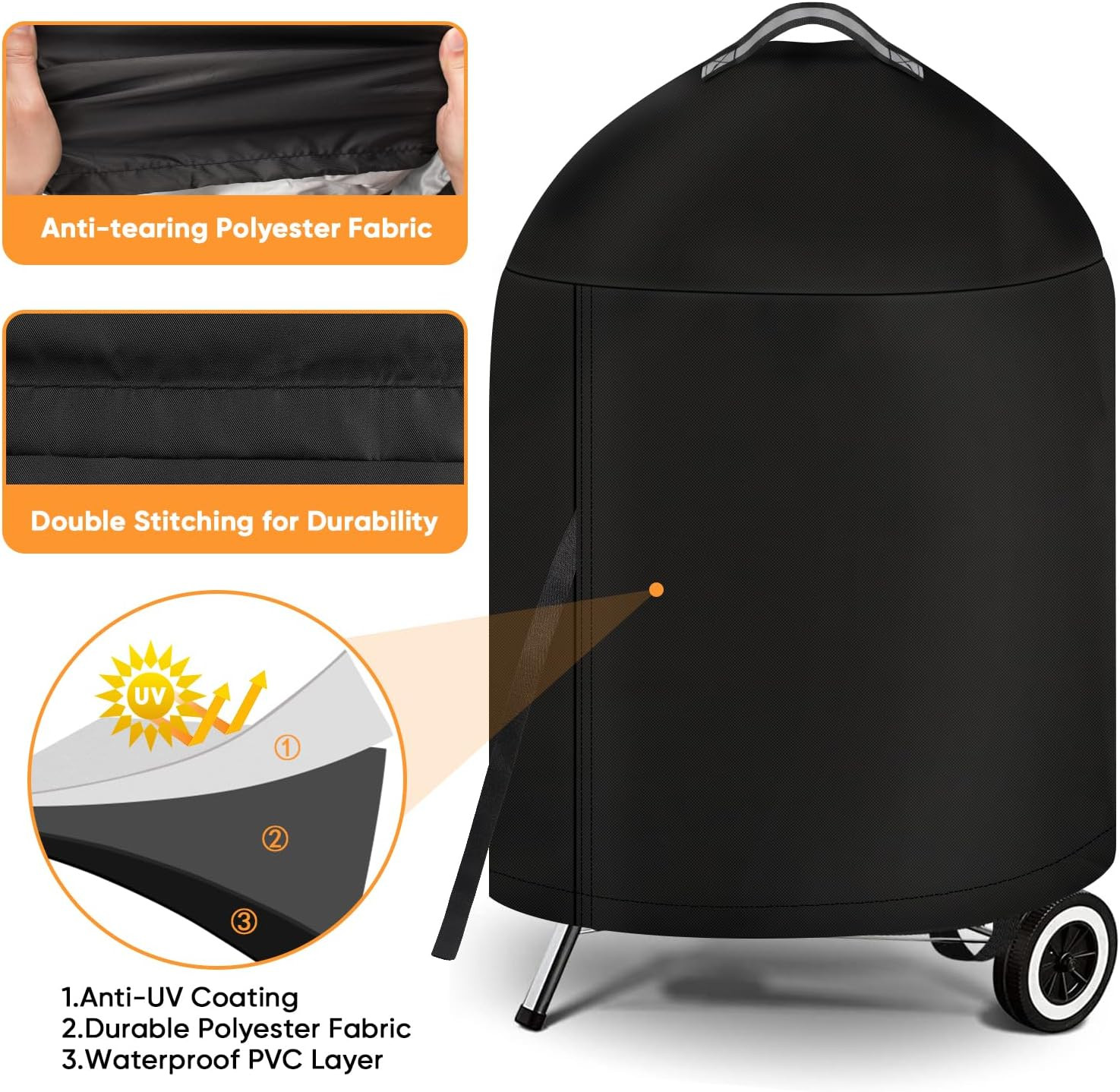 WEBER CHARCOAL KETTLE GRILL COVER 22" Griddle Hood Stand Heavy Duty Waterproof