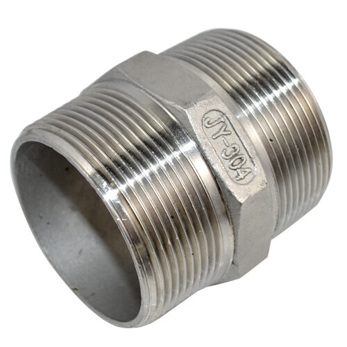 2" inch Pipe Fitting Hex Nipple NPT 304 Stainless Steel Male x Male connector