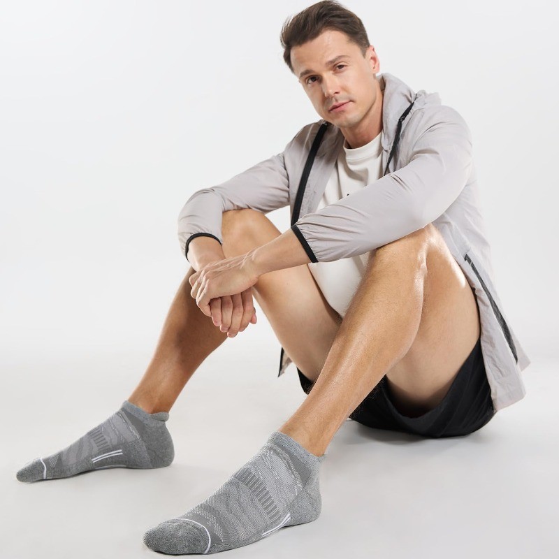 Men's Ankle Running Socks Low Cut Cushioned Athletic Sports Socks 6/12/18 Pcs