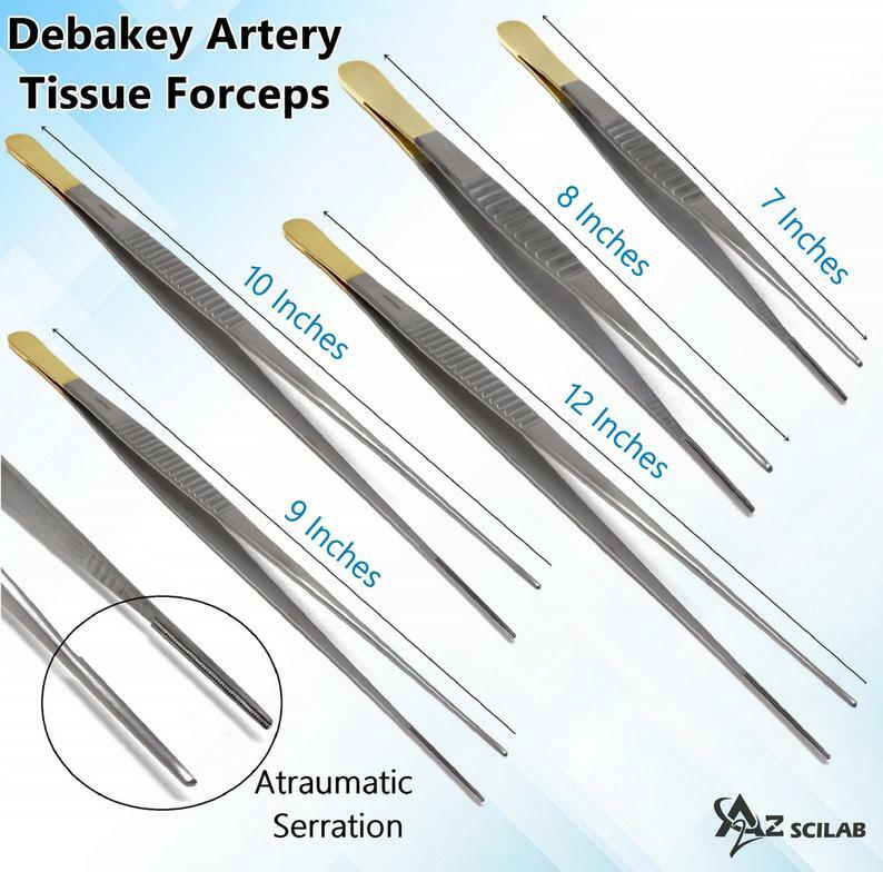 DeBakey Atraumatic Artery Forceps Clamps ENT Surgical Instruments