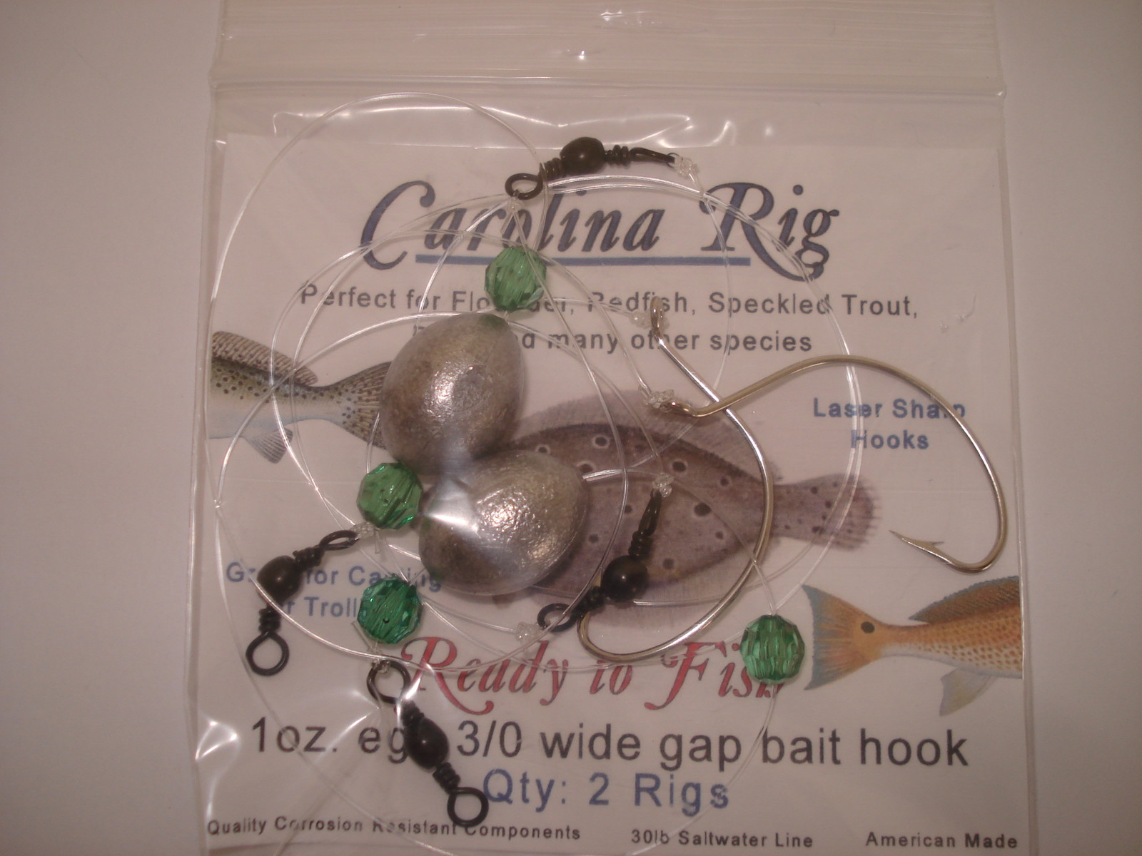 Carolina rig 10 rigs 1oz 2/0 mustad hook peir fishing rig flounder catfish bass