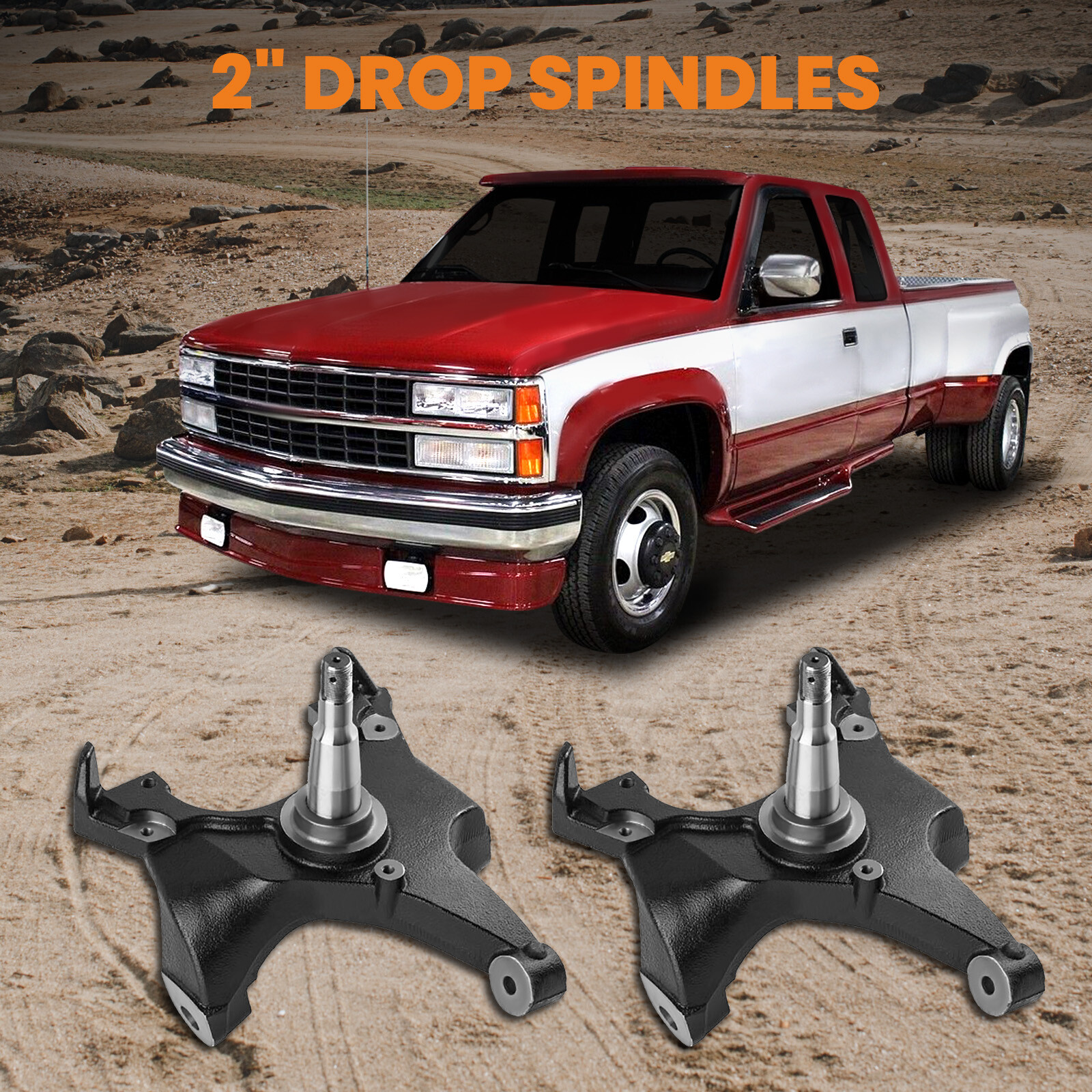 2" Drop Spindles for Chevrolet Silverado C1500 GMC Sierra 1.25" ROTOR 2WD 88-98