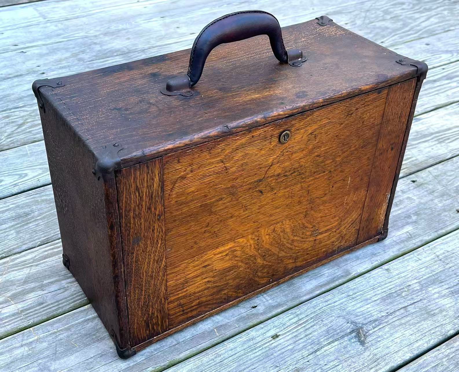 Antique Union 6 Drawers Oak Wood Machinists Tool Chest Box