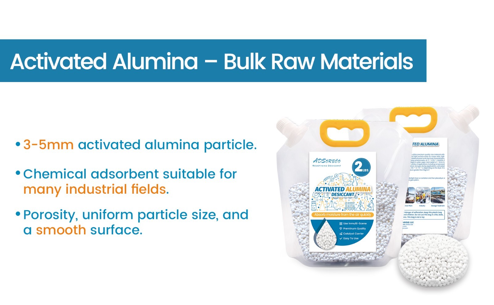 2 LBS Adsorbco Activated Alumina Desiccant