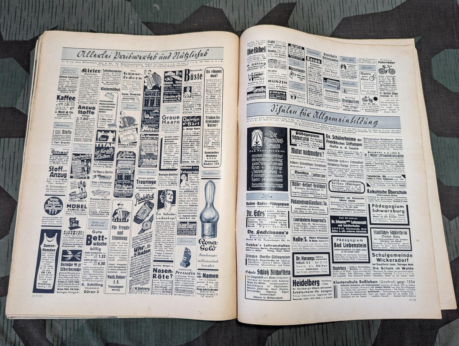 Pre WWII German Die Neue Gartenlaube Magazine 2 April 1938 Heft 15 1930s Fashion