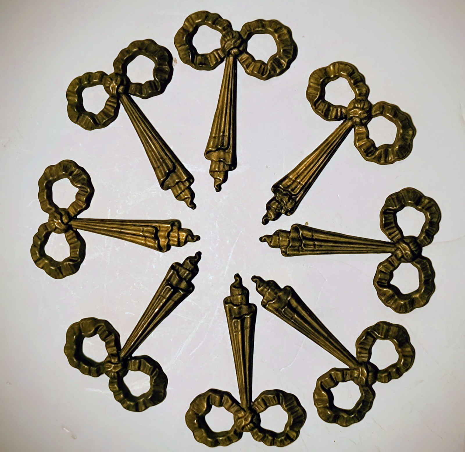 FREE SHIPPING! Gold Furniture Adornments Ribbon & Bow Design. Six lots of 8 Each