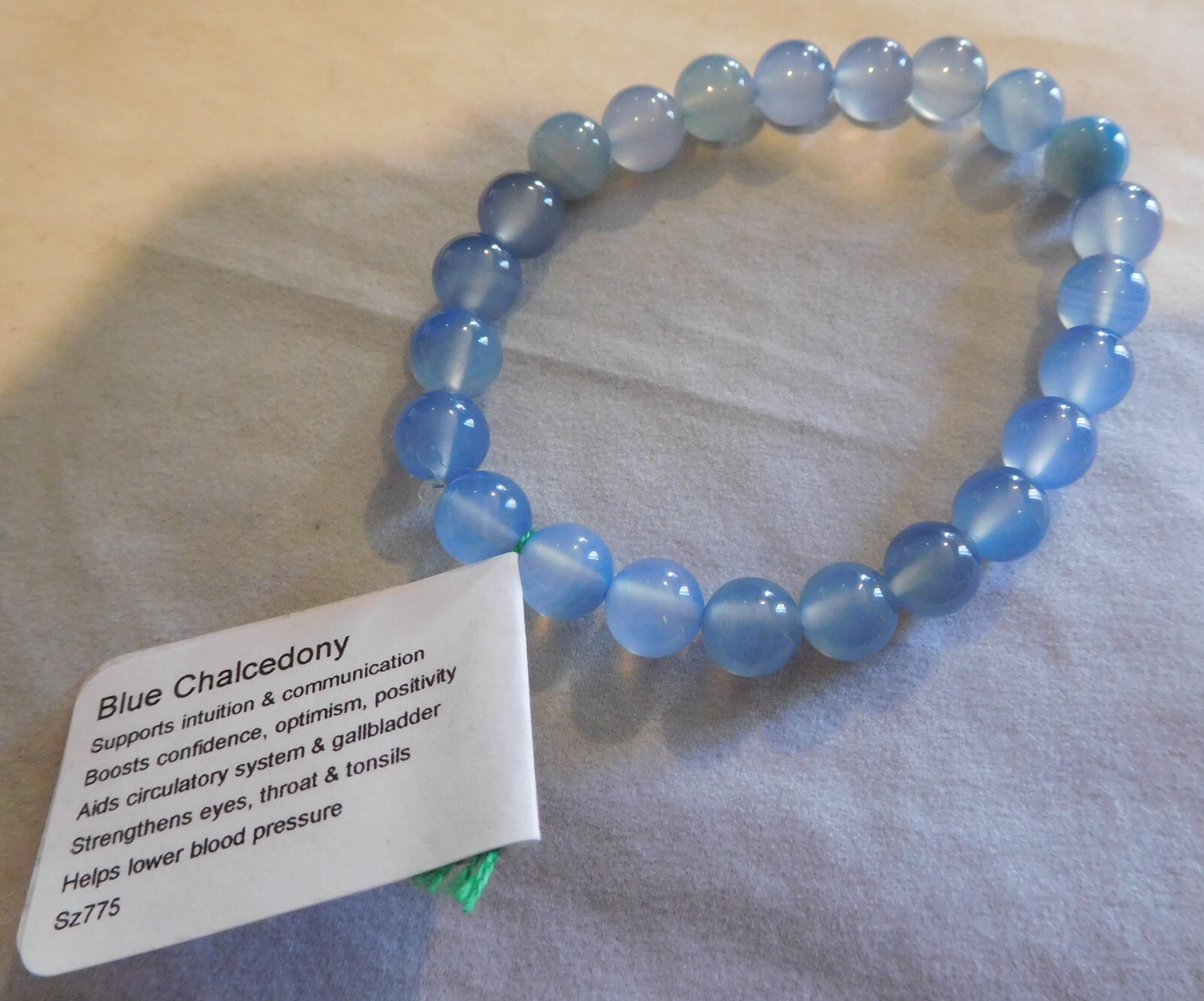 Natural Gemstone Blue Chalcedony Round Bead Bracelets by Healing Light Stones