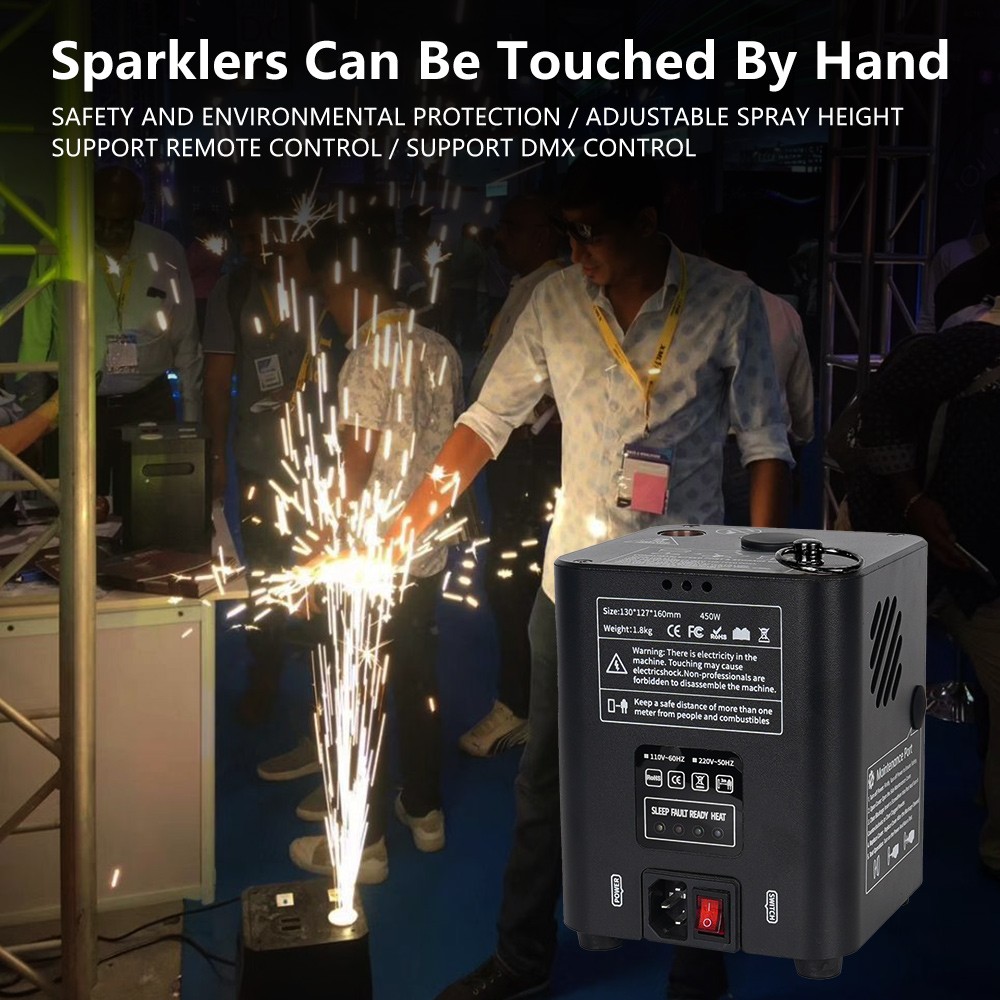 2Pack Mini Cold Spark Machine Firework Machine Wedding Stage Effect Remote 1-3M