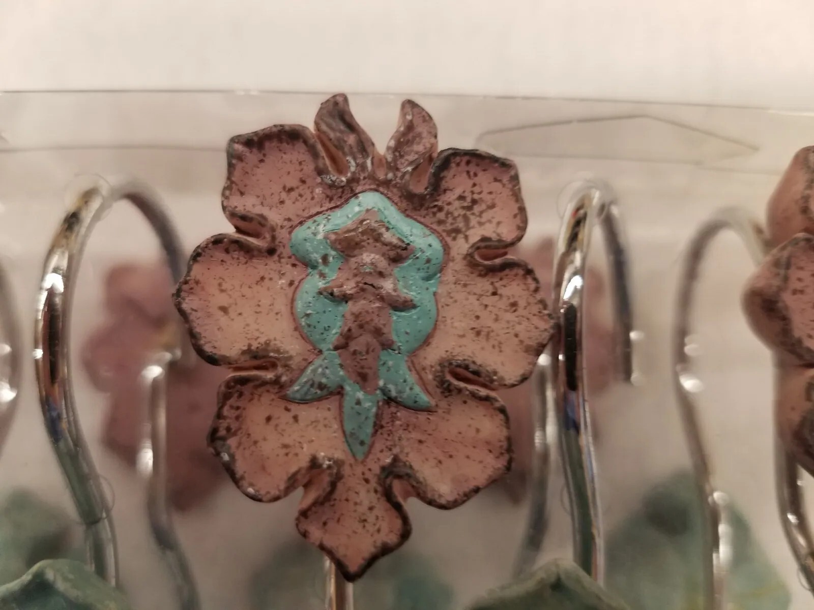 12PC Queen Ann VINTAGE Aged Perfection Stone Look Bathroom Shower Curtain Hooks