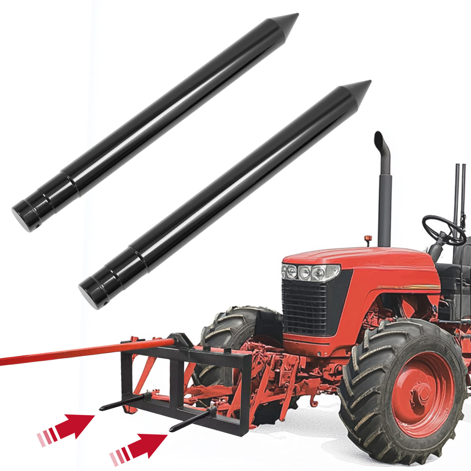 Universal 17" Steel Hay Bale Spear Stabilizer Attachment For Skid Steer Tractor