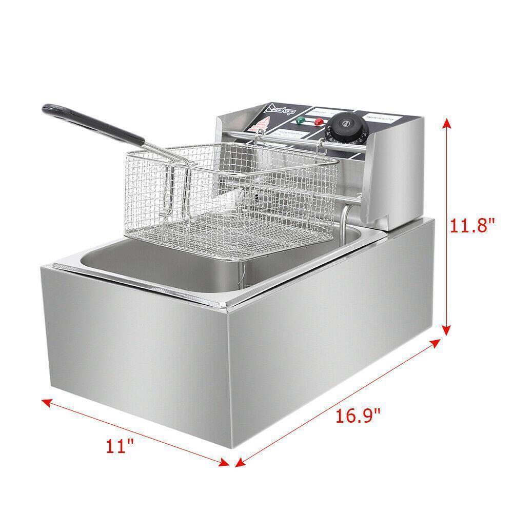 6L Electric Deep Fryer Commercial Restaurant Home Frie Stainless Steel 2500W